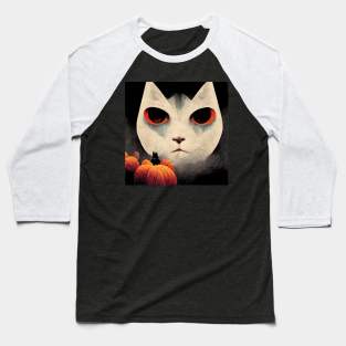 Evil Halloween Cat Baseball T-Shirt